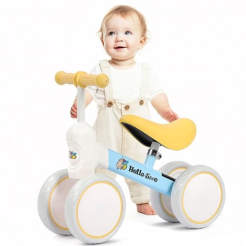 Hello-5ive Baby-Laufrad ohne Pedal, Kleinkind, Spielzeug für drinnen und draußen, Kinder-Laufrad für 1, 2, 3 Jahre alte Jungen, Mädchen, Kinder, Kleinkinder, erstes Fahrrad, bestes Geschenk (gelb und Hello-5ive Baby-Laufrad ohne Pedal, Kleinkind, Spielzeug für drinnen und draußen, Kinder-Laufrad für 1, 2, 3 Jahre alte Jungen, Mädchen, Kinder, Kleinkinder, erstes Fahrrad, bestes Geschenk (gelb und von Hello-5ive