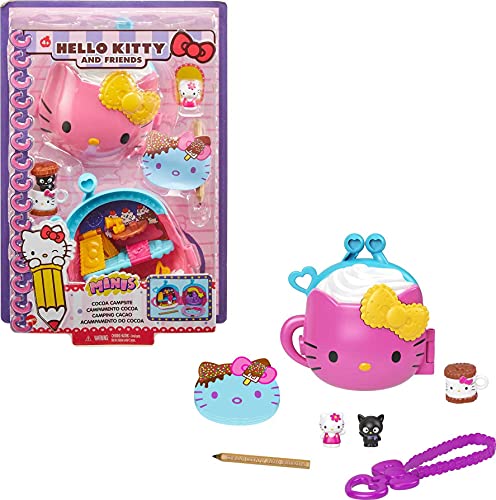 Mattel Mattel Hello Kitty GVB29 - Kakao-Campingplatz Schatulle (12,5 cm) mit 2 Sanrio Minis Figuren, Notizblock und Schreibwarenzubehör, Spielzeug Geschenk für Kinder ab 4 Jahren von Mattel Hello Kitty