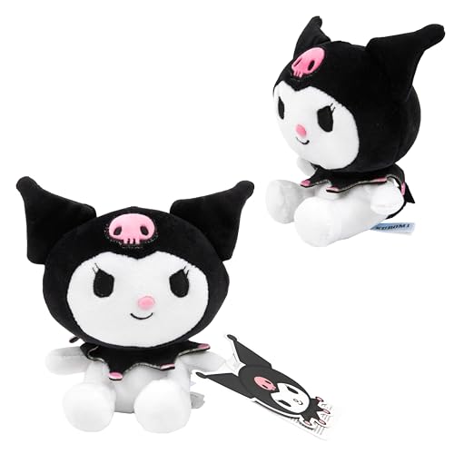 Hello Kitty Kuromi Plush, 16cm Black Soft Toy, Cute Kuromi Character in Classic Black Outfit, Official Licensed Merchandise, Collectable Gift for Fans, Suitable for Ages 4+ von Hello Kitty