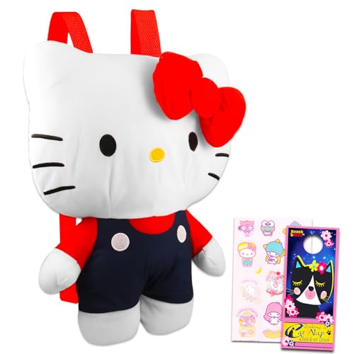 Hello Kitty Plush Backpack for Girls - Hello Kitty Gift Bundle with Hello Kitty Plushie with Adjustable Straps Plus Stickers, More | Hello Kitty Backpack Plush Set von Hello Kitty
