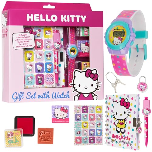 Hello Kitty Tagebuch Mädchen mit Schloss Digitale Armbanduhr mit Schreibwaren Set Stempel Stifte Kinderuhr Geschenke für Mädchen Hello Kitty Tagebuch Mädchen mit Schloss Digitale Armbanduhr mit Schreibwaren Set Stempel Stifte Kinderuhr Geschenke für Mädchen von Hello Kitty