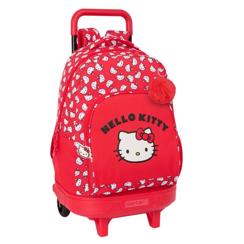 Schulrucksack mit Rädern Hello Kitty Iconic Weiß Rot 33 x 45 x 22 cm von Hello Kitty