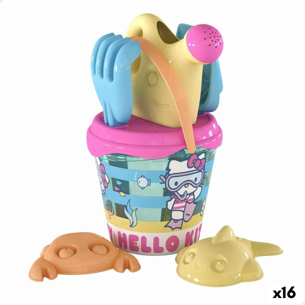 Strandspielzeuge-Set Hello Kitty Ø 18 cm (16 Stück) von Hello Kitty
