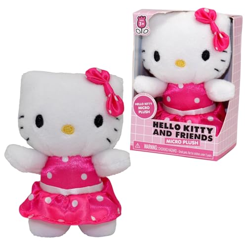 giochi preziosi spa Hello Kitty, Plüsch, 7 cm, Modell Hello Kitty – Kleid mit rosa Gewicht, für Kinder ab 6 Jahren, HKT252 von Hello Kitty