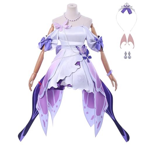 Helltaker Castorice Cosplay-Kostüm für Damen, violettes Kleid, Hals mit Taillenrequisiten für Halloween-Party von Helltaker
