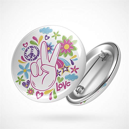 Hellweg Druckerei Button Anstecker Peace Zeichen Frieden Regenbogen Love 70er Geschenk Idee Abzeichen Pin von Hellweg Druckerei