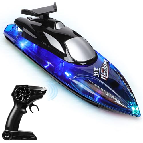 Helmsyde Ferngesteuertes Boot RC Boot für Kinder und Erwachsene mit LED Lichtern 2.4GHz Rennboote für Pools und Seen 2 Wiederaufladbare Batterien Cooles Wasserspielzeug Geschenk für Jungen Mädchen Helmsyde Ferngesteuertes Boot RC Boot für Kinder und Erwachsene mit LED Lichtern 2.4GHz Rennboote für Pools und Seen 2 Wiederaufladbare Batterien Cooles Wasserspielzeug Geschenk für Jungen Mädchen von Helmsyde