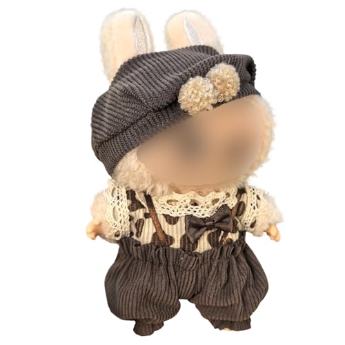 Hemaisu 3-teiliges handgefertigtes Puppen-Outfit | Braun – Themen-Ensemble für La Bubu-Puppen mit Hut, Spitze – getrimmtes Oberteil & Overall Hemaisu 3-teiliges handgefertigtes Puppen-Outfit | Braun – Themen-Ensemble für La Bubu-Puppen mit Hut, Spitze – getrimmtes Oberteil & Overall von Hemaisu