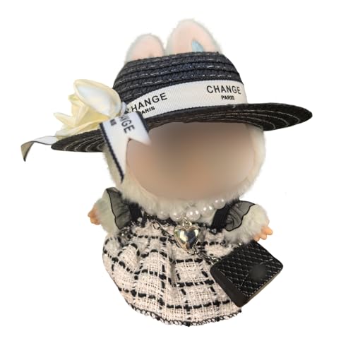 Hemaisu Black 4-teiliges elegantes Ensemble 14–17 cm Puppenkleidungsset – schwarz-weißes Design, Hut, Kleid, Halskette & Tasche für labvbv Puppen & Zubehör Hemaisu Black 4-teiliges elegantes Ensemble 14–17 cm Puppenkleidungsset – schwarz-weißes Design, Hut, Kleid, Halskette & Tasche für labvbv Puppen & Zubehör von Hemaisu