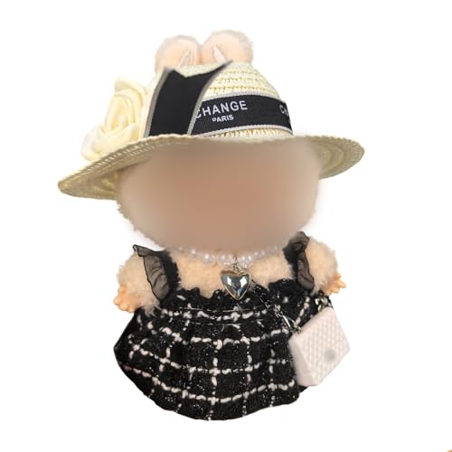 Hemaisu Kleidungsset für Puppe 14-17cm | 4-teiliges elegantes Tweed-Puppe süßes Outfit mit Perlenakzenten - Schwarz Weiß Klassisches Design inklusive Hut Kleid Halskette & Tasche Hemaisu Kleidungsset für Puppe 14-17cm | 4-teiliges elegantes Tweed-Puppe süßes Outfit mit Perlenakzenten - Schwarz Weiß Klassisches Design inklusive Hut Kleid Halskette & Tasche von Hemaisu