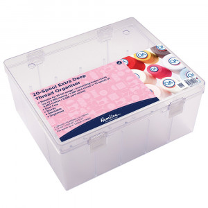 Hemline Kunststoffbox für 20 Overlock Fadenspulen Transparent 29,5x25x von Hemline