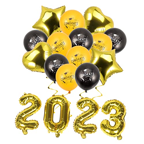 Hemobllo 1 Satz Abschlusszertifikatballon Ballonzubehör Goldrand Abschluss-Klassenzimmer-Ornamente Luftballons Abschluss-Herz-Design-Ballon 2023 Partyballons banner Aluminiumfolie Golden von Hemobllo