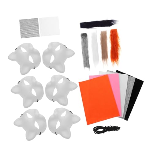 Hemobllo 1 Satz Weiße Maske Tiermasken leere Katzenmaske Halbmaske Maskenbau-Kit dekorative Masken Maskerademaske weiße Plastikmaske Katzenpartybevorzugungsmasken Katzenmasken PVC von Hemobllo