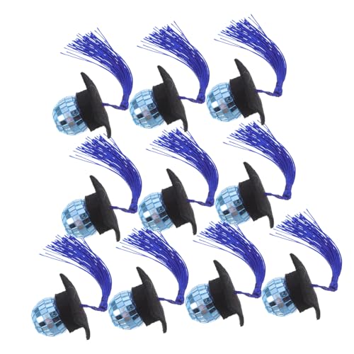 Hemobllo 10 Stück Abschlusskappe Disco Ball Topper Abschlusskappendekoration Disco-kugel-kuchenaufsatz Abschluss Cupcake Topper 2025 Abschlusskappe Cake Toper Mini Blue Schaum von Hemobllo