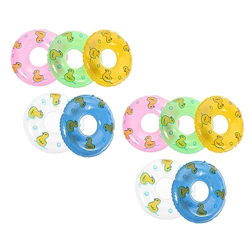 Hemobllo 10 Stück Kleine Entenschwimmring -Ornamente Babypool Schwimmt Schwimmen Mini-schwimmring Mini-Enten Schwimmspielzeug Party Schwimmbecken Für Kleinkinder Winzig Strand PVC von Hemobllo
