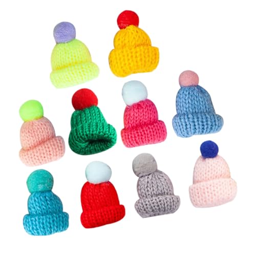 Hemobllo 10 Stück Teiliges Mini Strickmützen aus Wolle Handgefertigte DIY Kleine Weihnachtsmützen für Puppen Dekoration Bastelbedarf Bunte Mini Hüte für Festliche Deko und Geschenke von Hemobllo