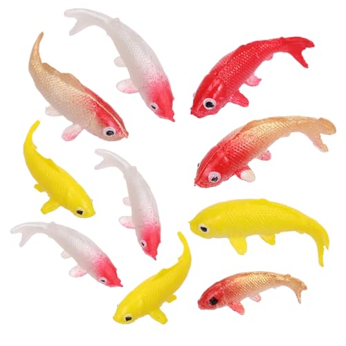 Hemobllo 10 Stück Teiliges Miniatur Koi Fisch Modelle Bunte Realistische Deko für Puppenhaus Aquarium Zubehör Langlebig Verblassungsfrei Detailgetreu für Miniaturlandschaften und von Hemobllo