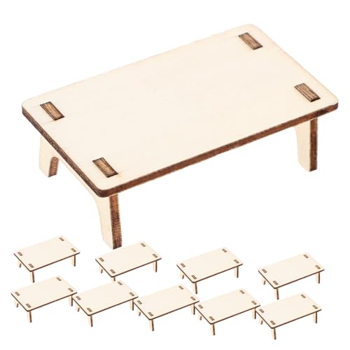 Hemobllo 10Stücke Holztisch Teiliges Puppenhaus Zubehör für Wohnaccessoires Mini Möbel für Esszimmer und Schlafzimmer Detailgetreue Dekoration für Mikrolandschaften von Hemobllo