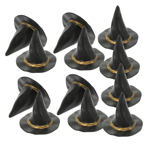 Hemobllo 12 Stück Hexenhut -Dekoration klein Requisiten für Mini-Hexenhüte aus Filz Kappen Mini-Hüte Mini-Puppen-Hut Minipuppenhüte zum Basteln Hexenhut-Dekore Plastik Black von Hemobllo