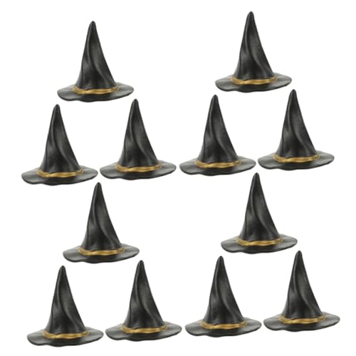 Hemobllo 12 Stück Hexenhut -dekoration Hexen-halloween-dekorationen Klein Hexenkostüm Halloween -hut Breit Figur Hexenhut-ornamente Mini Falten- Plastik Black von Hemobllo