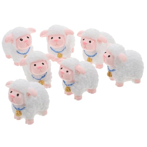 Hemobllo 12 Stück Lammdekorationen Cupcake-topper Mit Schafen Mini-nutztiere Mini-schaffiguren Lamm Stofftier Miniatur-puppenhauszubehör Miniatur-schaffiguren Lammfigur Harz von Hemobllo