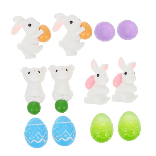 Hemobllo 12 Stück Osterhase Hasenornament Eierverzierung Miniatur-Schneekaninchen osterkuchen topper Hase Gastgeschenke Mini-Figuren zu Ostern Bauernhaus Osterdeko Kaninchen-Miniatur Harz von Hemobllo
