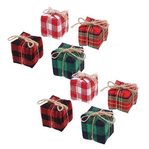 Hemobllo 12 Stück Teiliges Mini Geschenkbox aus Bunte Miniatur Weihnachtsdeko für Puppenhaus Party und Tischdekoration Festliche Anhänger in Rotweiß Rotschwarz Rotgrün von Hemobllo