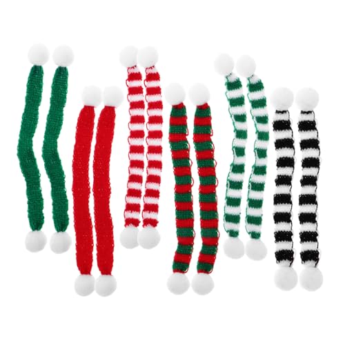 Hemobllo 12 Stück Teiliges Mini Strickschals mit Streifen und Weichen Fellbommel Niedliche Miniatur Weihnachtsdekoration für Puppenhaus Weinflaschen und Tierfiguren Festliche von Hemobllo
