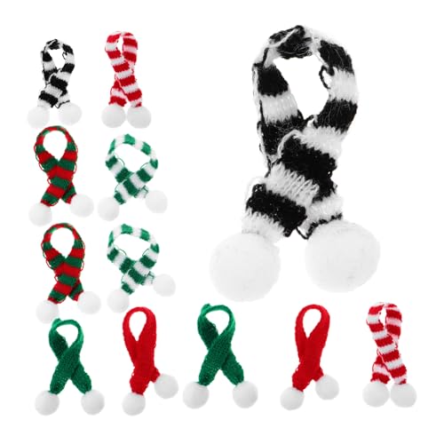 Hemobllo 12 Stück Teiliges Mini Weihnachts Schals Gestreifte Strickschals für DIY Puppenkleidung Haustier Schal für Kleine Hunde Katzen Weinflaschen Deko Festliche Miniatur von Hemobllo