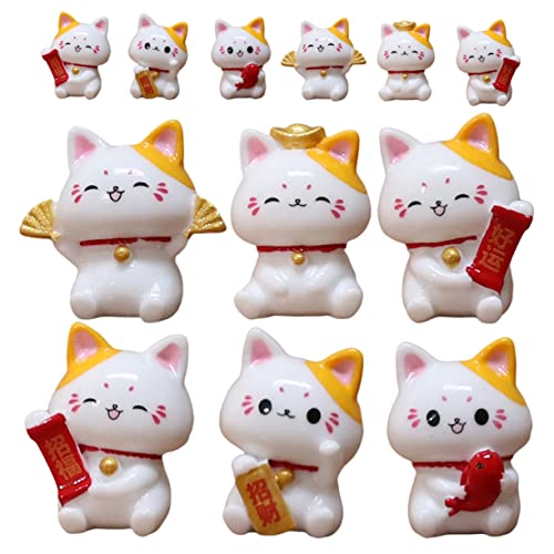 Hemobllo 12Stücke Katzen Figuren Süße Glückskatze Dekoration aus Resin für Garten und Bonsai Landschaft für Katzenliebhaber und Deko von Hemobllo