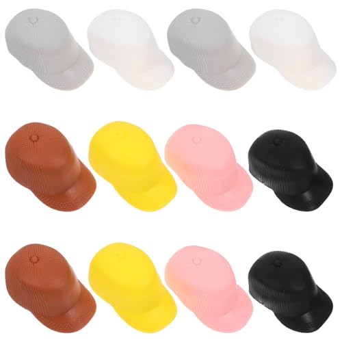 Hemobllo 12Stücke Kreatives Teiliges Kleiner Puppenhüte Schirmmützen für Puppenhaus Dekoration Farbenfrohe Accessoires für Kreative Bastelprojekte und Miniaturszenen von Hemobllo