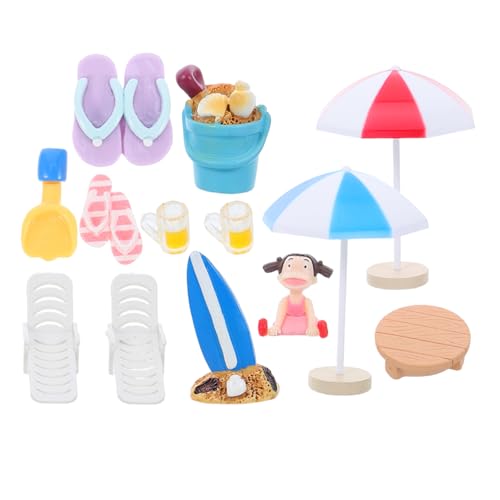 Hemobllo 13 Stück Teiliges Miniatur Strandspielzeug Bunte Resin und Kunststoff Dekorationen Sonniges Strandthema für Puppenhäuser Mini Gärten Sandkästen und Aquarium Deko Vielseitiges von Hemobllo