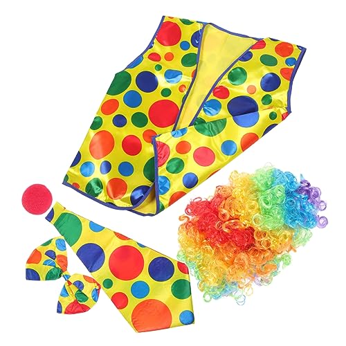 Hemobllo 1Satz Clown Kostümset für Erwachsene Teiliges mit Perücke Fliege Weste Nase für Karneval Fasching Halloween Lustige Kostümaccessoires von Hemobllo