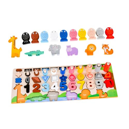 Hemobllo 1Satz Hölzernes Tier Puzzle für Pädagogisches Hand Augen Koordination und Kreativität Lernspielzeug für Jungen und Jahren von Hemobllo