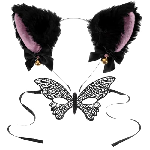 Hemobllo 1Satz Katzenohren Haarreif Spitzenmaske für Halloween Partys Cosplay Requisite für Frauen Festliche Sorgt für Unvergessliche Hemobllo 1Satz Katzenohren Haarreif Spitzenmaske für Halloween Partys Cosplay Requisite für Frauen Festliche Sorgt für Unvergessliche von Hemobllo