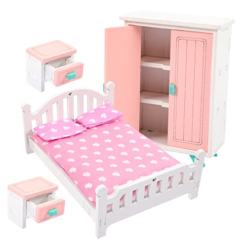 Hemobllo 1Satz Miniaturbett Nachttisch und Schrank für Puppenhaus Deko Kreatives für Kinderzimmer Wohnzimmer und Schlafzimmer Hochwertige Verarbeitung für DIY Projekte von Hemobllo