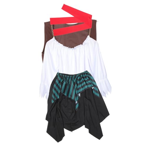 Hemobllo 1Satz Piratenkostüm für Damen Cosplay Outfit für Halloween Piratenzubehör Leicht Tragbar für Bühnenaufführungen Fotoshootings von Hemobllo