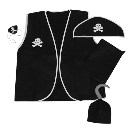 Hemobllo 1Satz Piratenkostüm für Halloween mit Hut Weste und Hakenhand Kreative Cosplay Requisite für Maskerade Partys für Erwachsene von Hemobllo