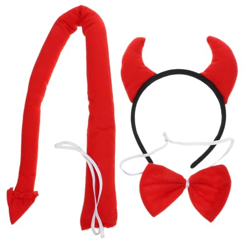Hemobllo 1Satz Teufelskostüm Teilig mit Teufelsstirnband und Fliege Halloween Cosplay Zubehör für Damen Auffällige Accessoires für Karneval und Partys von Hemobllo