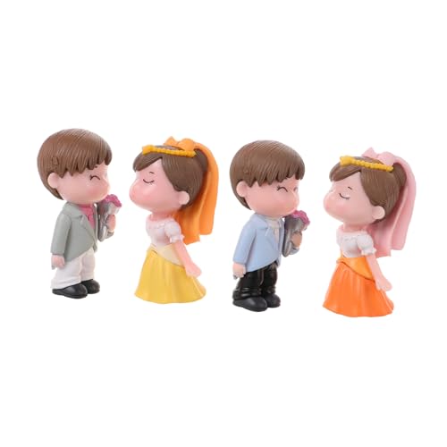 Hemobllo 2 Paare Romantische Hochzeitstorten Topper Brautpaar Figur Cartoon Stil Langlebige Kunststoff Deko für Hochzeitstisch Valentinstag DIY Landschaft und Cake Centerpiece von Hemobllo