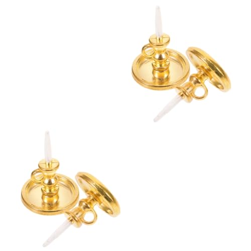 Hemobllo 2 Sätze Mini-Ornamente Zum Basteln Puppenhauszubehör Mini-kerzenhalter-Modell Stöcke Kerzenständer Miniaturdekoration Miniatur-Dinge Legierung 2 Stück * 2 von Hemobllo