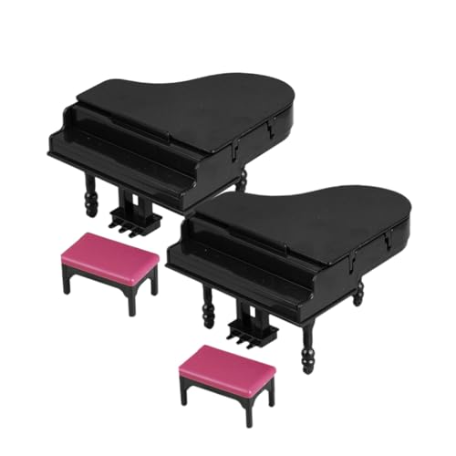 Hemobllo 2 Sätze Miniatur Puppenhaus Klavier Set Teilig Musikinstrument Dekoration mit Bank für DIY Puppenmöbel Detailreiches Toy Piano für Miniaturlandschaften und Stilvolle von Hemobllo
