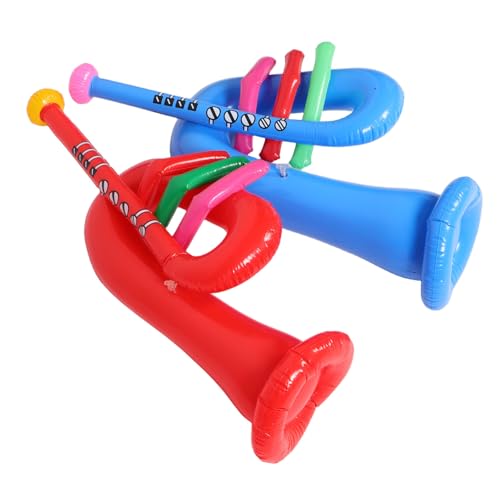 Hemobllo 2 Stück Aufblasbare Trompete Für Kinder, Lustiges PVC-Musikinstrument, Wiederverwendbares Aufblasbares Trompetenhorn, Musik-Requisiten Für Kinder, Partyzubehör von Hemobllo