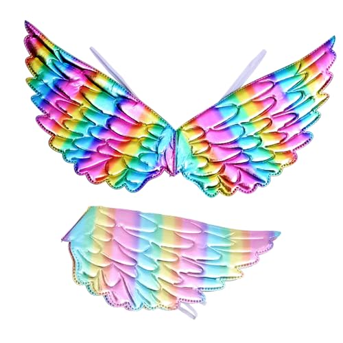 Hemobllo 2 Stück Bunte Einhornflügel Cosplay Kostüm Flügel für Halloween Party Karneval Bühnenauftritte Farbenfrohe Flügel für Mädchen Zubehör von Hemobllo