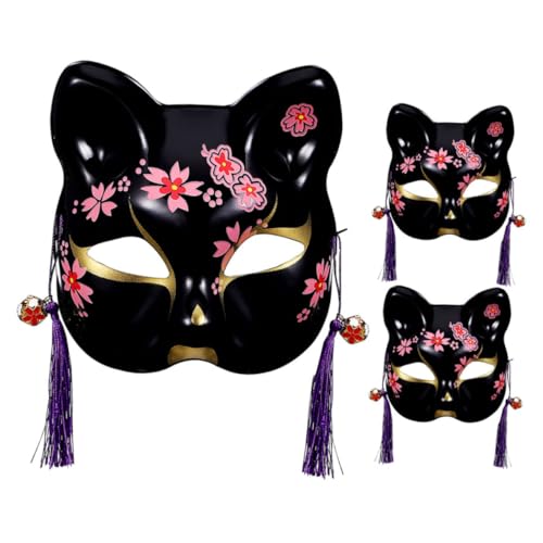 Hemobllo 2 Stück Handbemalte Japanische Fuchs Halbgesichtsmaske mit Kirschblütenmuster Traditionelle Cosplay Maske für Halloween Festival Party und Bühnenauftritte Komfortabel und Hemobllo 2 Stück Handbemalte Japanische Fuchs Halbgesichtsmaske mit Kirschblütenmuster Traditionelle Cosplay Maske für Halloween Festival Party und Bühnenauftritte Komfortabel und von Hemobllo