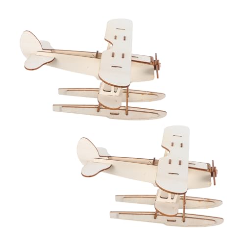 Hemobllo 2 Stück Lackierbares DIY-Flugzeug-spielzeugset, Holzflugzeug-modellbausatz Für Kinder, Unfertiges Leeres Holzflugzeug, DIY-Graffiti-Flugzeug, Holzflugzeug von Hemobllo