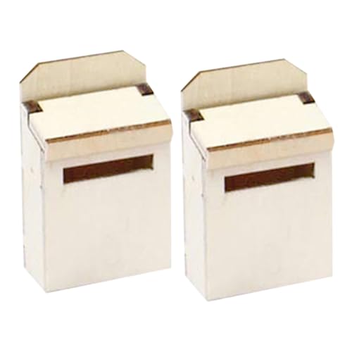 Hemobllo 2 Stück Mini -modellschmuck Puppenhaus-Miniatur-briefkasten Puppenhaus-miniaturzubehör Mini-briefkasten- Puppenhausmöbel Mini-briefkästen Für Beige Holz von Hemobllo