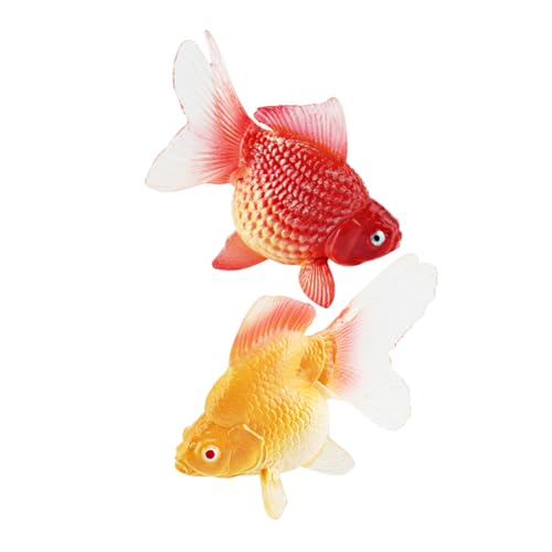 Hemobllo 2 Stück Realistische Goldfisch Deko Modelle aus Stabile Künstliche Aquarium Fische für Büro und Kleine Teiche Lebensechte Tiernachbildung als Lernspielzeug und von Hemobllo