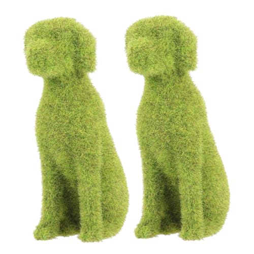 Hemobllo 2 Stück Simulierte Welpen -Ornamente Dekoration real außen gefälscht Hinterhofdekor Zwerge Beflockung Ornament Miniatur-Terrassenverzierung beflocktes Green von Hemobllo