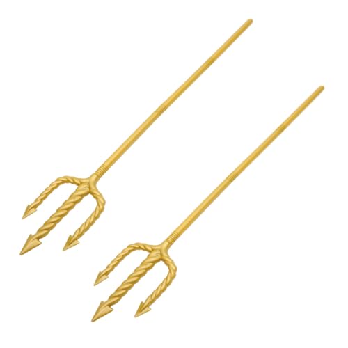 Hemobllo 2 Stück Spiraldreizack Dreizack-Stütze -Dreizack Dreizack-Kostüm-Requisite Plastik Golden von Hemobllo